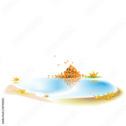 Autumn puddle, isolated, vector image