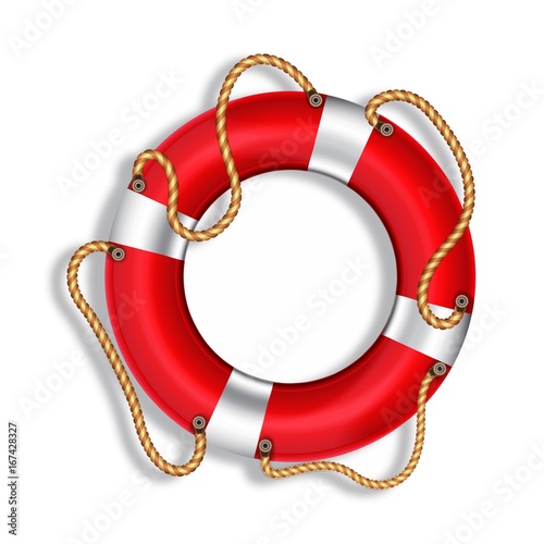 Lifebuoy, red, isolated, vector image