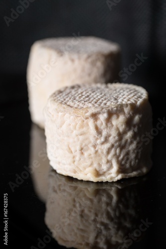 Studio shot of traditional goat cheese Chabichou photo