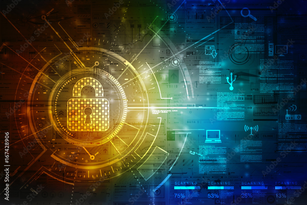 Obraz premium Abstract Technology background.Security concept with padlock icon