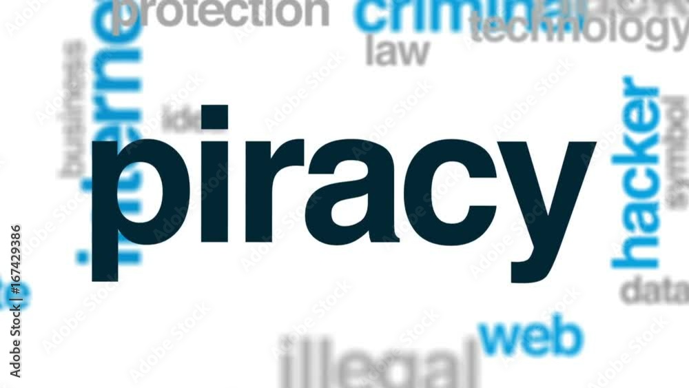 Piracy animated word cloud, text design animation. Piracy animated word cloud, text design animation.