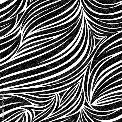 Zebra seamless pattern, black and white stripes, vector