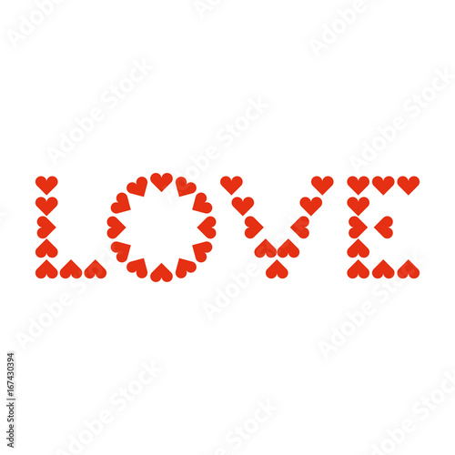 Love typography. Heart typography. Creative love logotype. Letters from hearts.