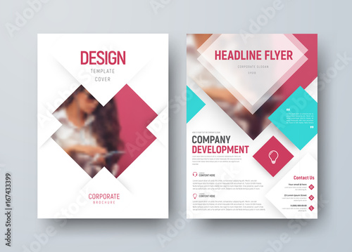 Vector flyer design with rhombuses for photos