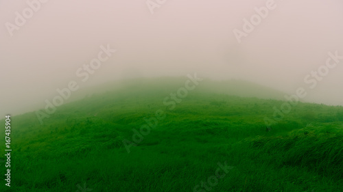 Mountain and sea of mist under the rain and cloudy sky view from Suan Ya Luang at Nan province ,North of Thailand.