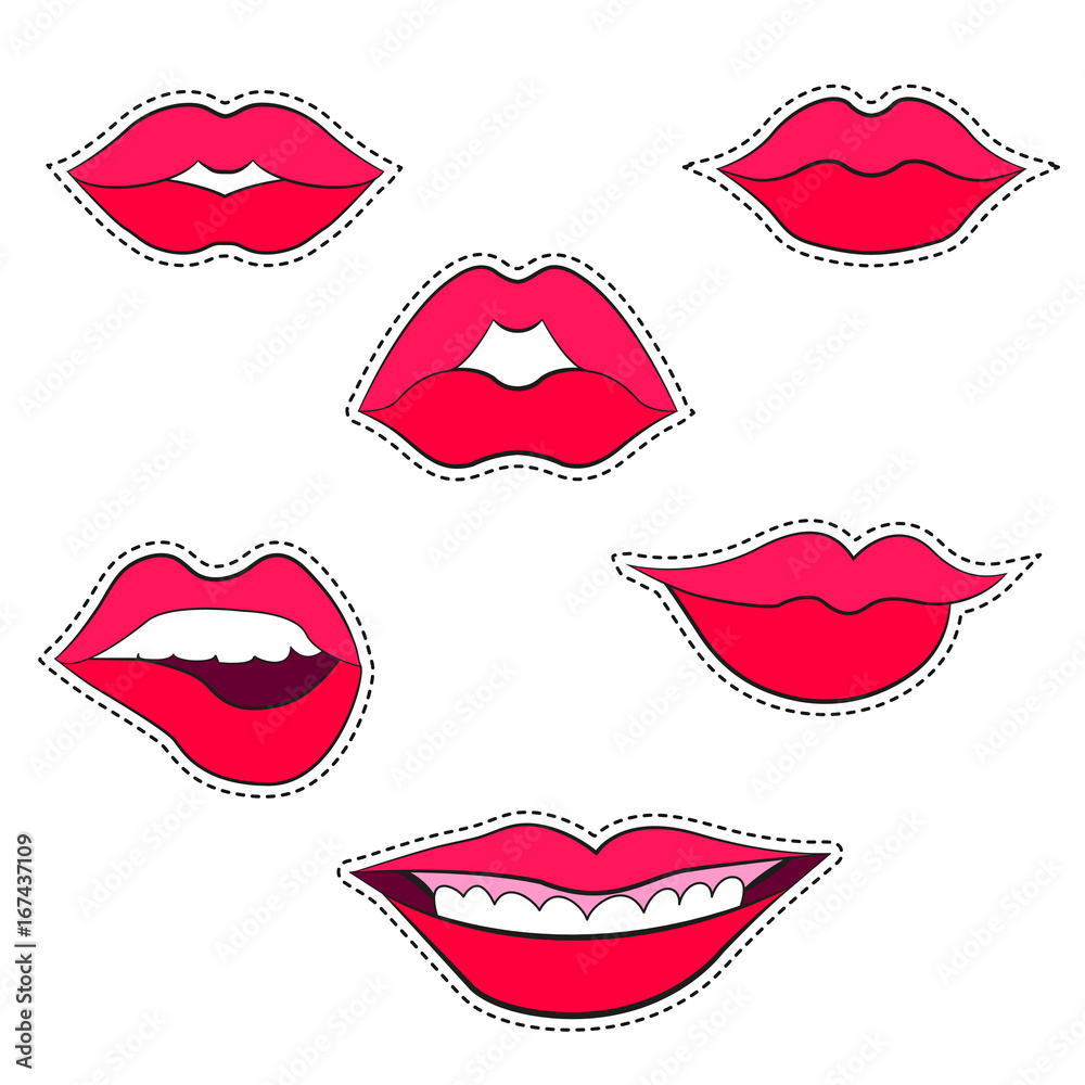Woman's lip gestures patches set