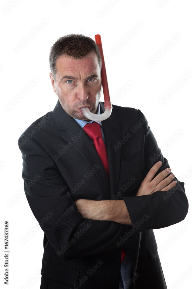 funny man using a snorkel funny man using a snorkel
