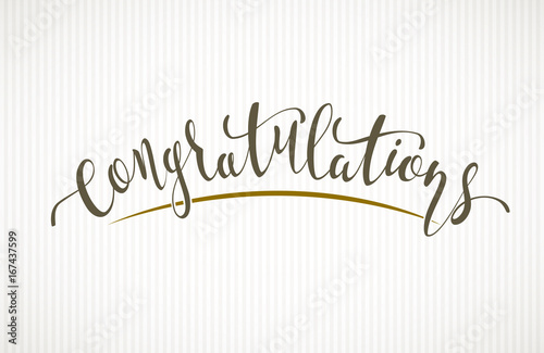 Congratulations. Vector lettering on light background