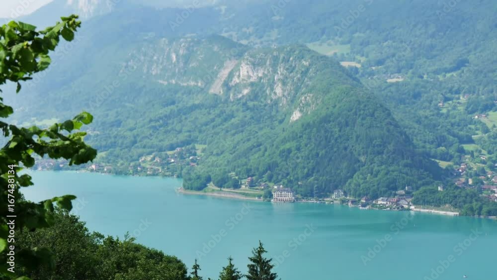 View of the lake Annecy with the mountains in the background View of the lake Annecy with the mountains in the background