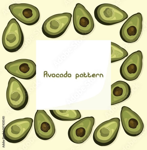 Avocado pattern vector on white background