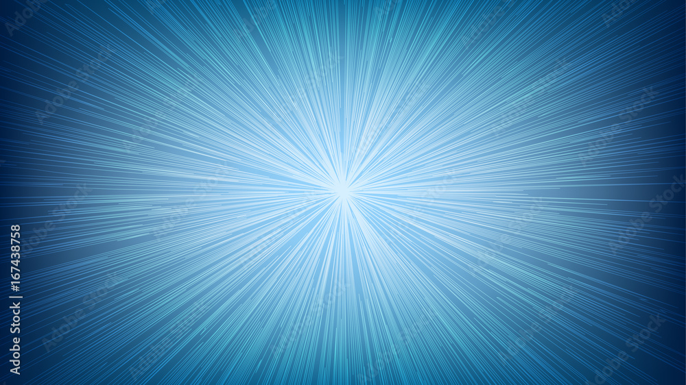 White Light Speed Line Burst Ray on Blue Background White Light Speed Line Burst Ray on Blue Background