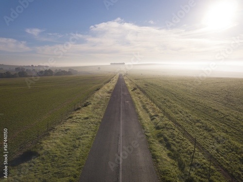 Lonely road in a green landscape