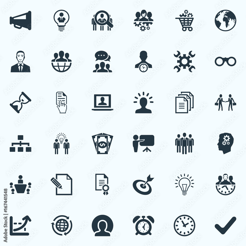 Vector Illustration Set Of Simple Brainstorming Icons. Elements