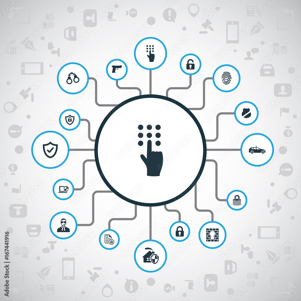 Vector Illustration Set Of Simple Protection Icons. Elements Padlock