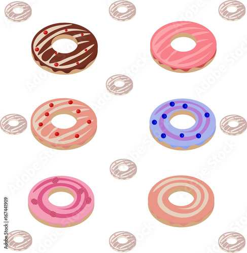 Donuts pattern Vector dessert flavored illustration
