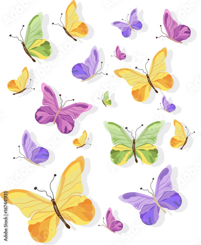 Colorful butterflies Vector pattern background illustration