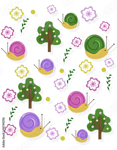 Worm and trees pattern Colorful background for enviroment theme Vector