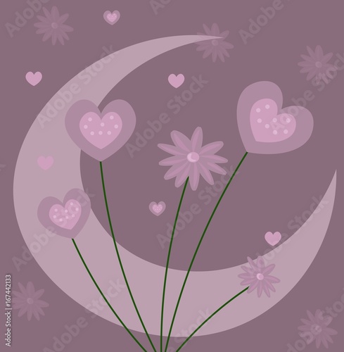 Hearts purple background Vector illustration