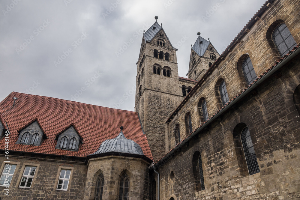 The old and ancient church in Halberstadt, Germany