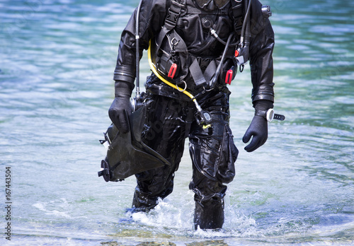 Diver getting out of water
