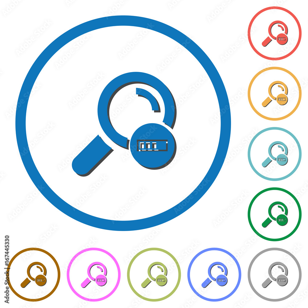 Search in progress icons with shadows and outlines Search in progress icons with shadows and outlines