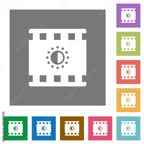 Movie saturation square flat icons