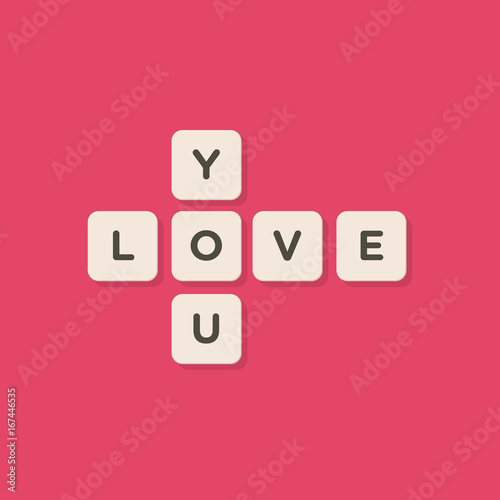Love message written with tiles vector illustration
 photo