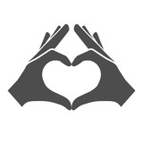 Hands making or formatting a heart symbol icon