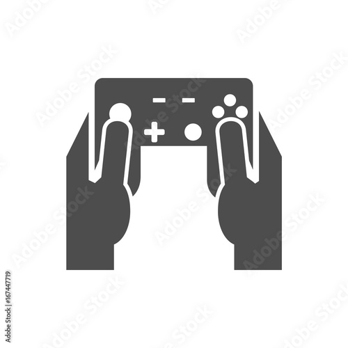 Hand holding game controller icon concept