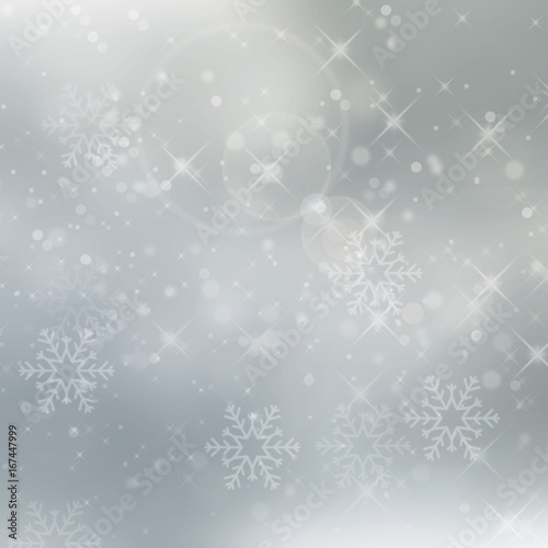 Abstract silver winter background with snowflakes