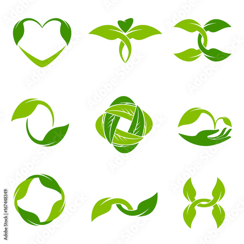 Eco, organic, bio icon set. Vector logo design for wellness, spa, pharmacy
