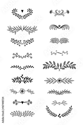 Hand drawn floral text dividers with flowers and leaves