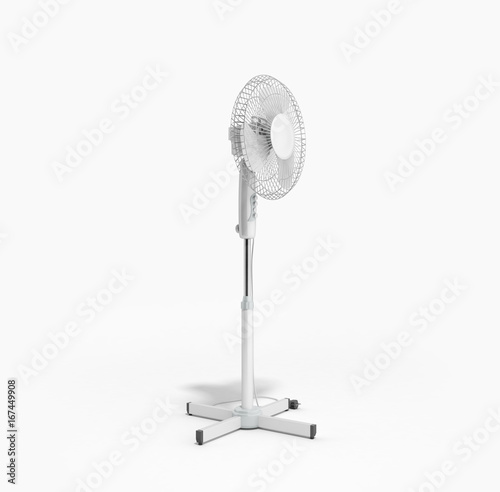 white electric fan 3d render on white background