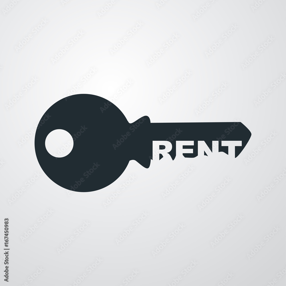 Logotipo RENT espacio negativo llave en fondo degradado Logotipo RENT espacio negativo llave en fondo degradado