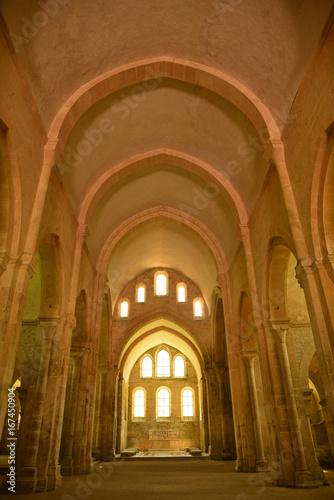 Nef de l'abbaye royale cistercienne de Fontenay en Bourgogne, France