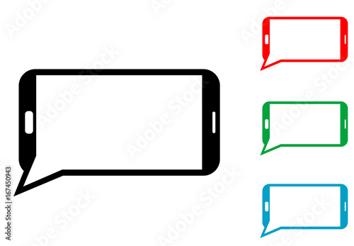 Icono plano smartphone como comentario varios colores