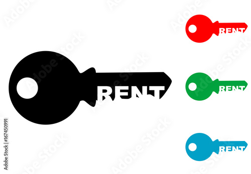 Logotipo RENT espacio negativo llave varios colores