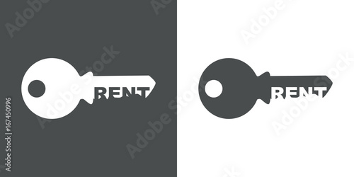 Logotipo RENT espacio negativo llave gris y blanco