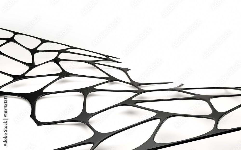 Obraz premium Abstrakcjonistyczny czarny geometrical tło z przestrzenią. Renderowanie 3D