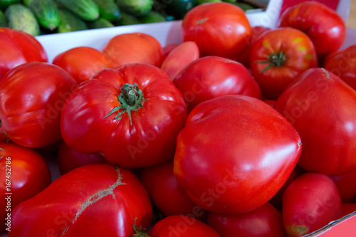 Fresh big red ripe tomatoes .
