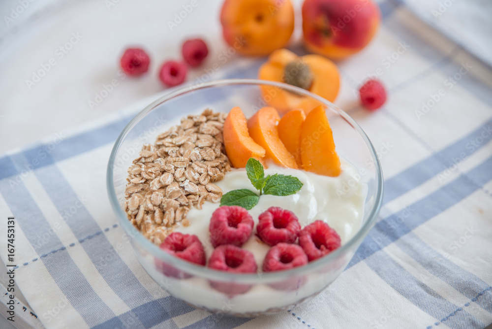 Joghurt mit Müsli und Beeren Joghurt mit Müsli und Beeren