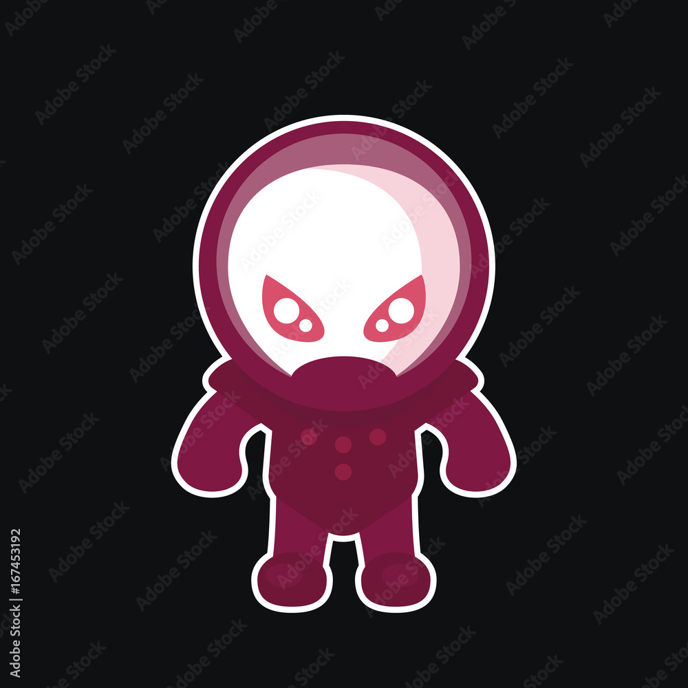 alien in space suit, sticker in flat style on dark, vector illustration alien in space suit, sticker in flat style on dark, vector illustration