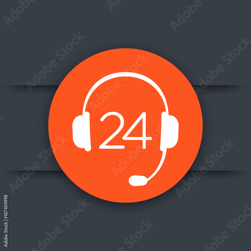 headphone icon, 24 support service symbol