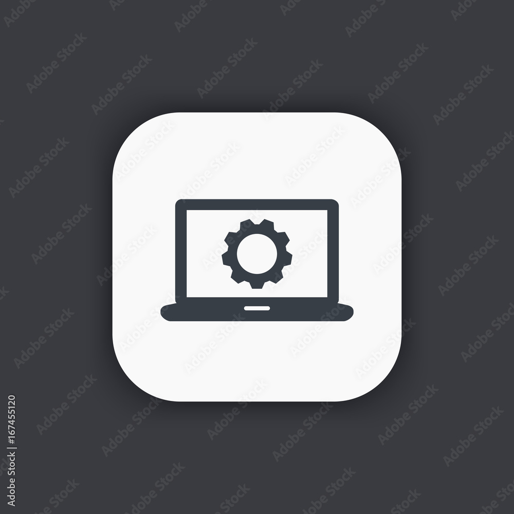 laptop and gear icon laptop and gear icon