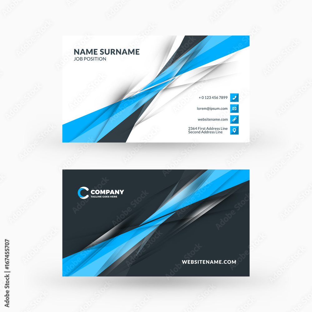 Naklejka premium Creative and clean double-sided business card vector template. Flat design vector mockup. Stationery design
