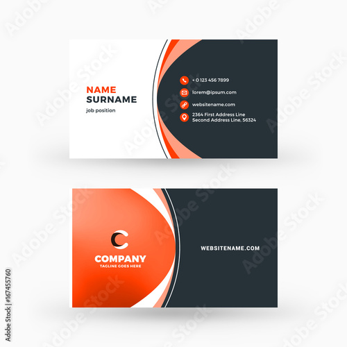 Creative and clean double-sided business card vector template. Flat design vector mockup. Stationery design