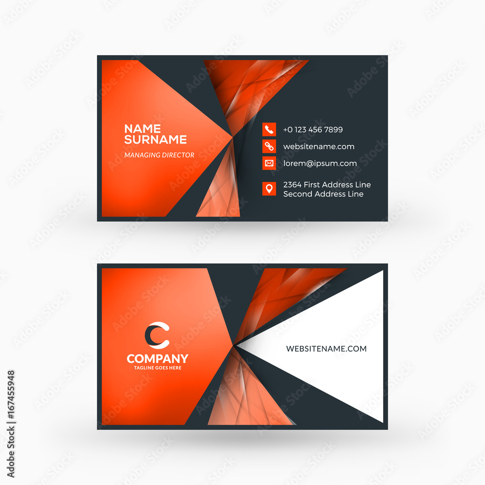 Creative and clean double-sided business card vector template. Flat design vector mockup. Stationery design
