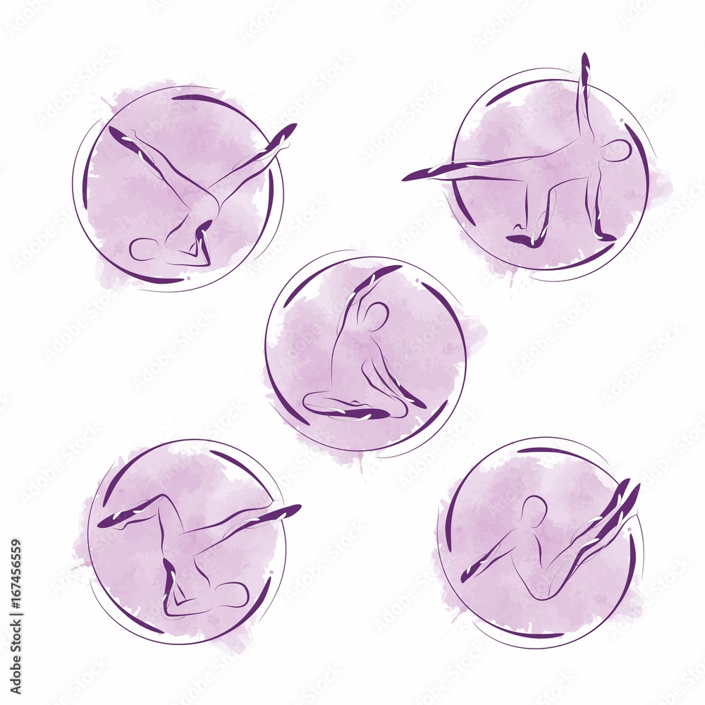 Set of abstract pilates poses Set of abstract pilates poses