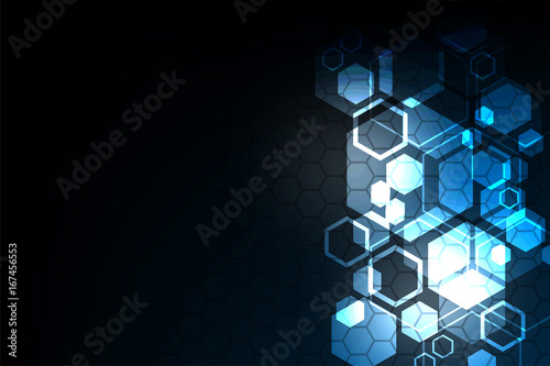 Geometry in technology concept on a dark blue background.