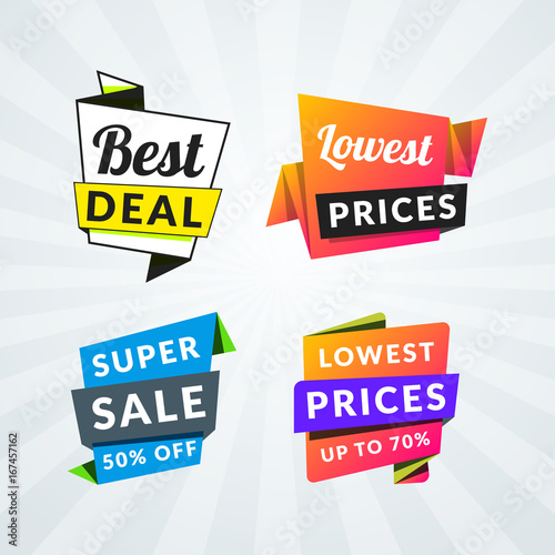 Set of sale banners and labels. Design elements for promotion. Vector illustration © antartstock